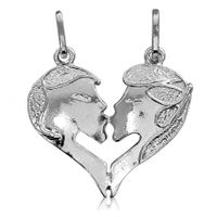 SREBRNY WISIOREK CAŁUJĄCA SIĘ PARA - ŁAMANE SERCE PRÓBA SREBRA 925