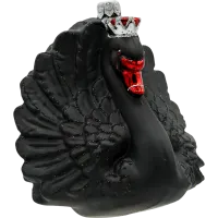 Bombka choinkowa szklana: Królewski Łabędź w koronie: czarny