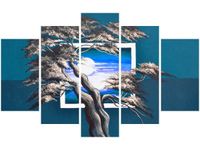 70 100CM OBRAZ 5 ELEM LAZUROWY ZACHÓD SŁOŃCA DRUK PŁÓTNO