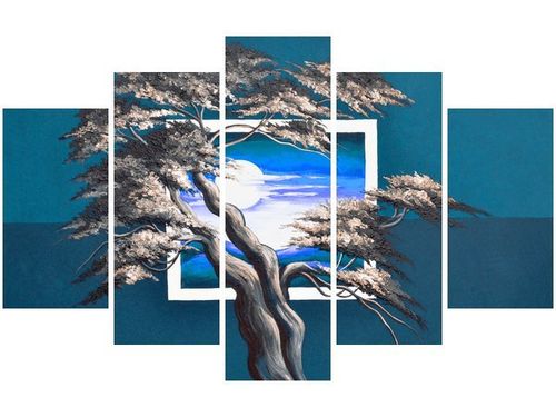 70 100CM OBRAZ 5 ELEM LAZUROWY ZACHÓD SŁOŃCA DRUK PŁÓTNO na Arena.pl