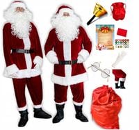 STRÓJ MIKOŁAJA z WELURU GWIAZDORA BURGUND L-3XL CERTYFIKAT GRZECZNOŚCI 15el