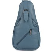 Plecak miejski crossbody damski skórzany - szaroniebieski
