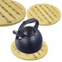 PODKŁADKA POD GARNEK GORĄCE NACZYNIA DESKA BAMBUSOWA OKRĄGŁA PRAKTYCZNA