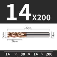Frez TiSiN 4 ostrza Z-4 do stali nierdzewnej do 55HRC Roz. Ø14x80x14Dx200L