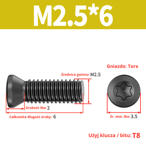 Śruba mocująca TORX Klasa 12.9 Rozmiar: M2x4 na Arena.pl