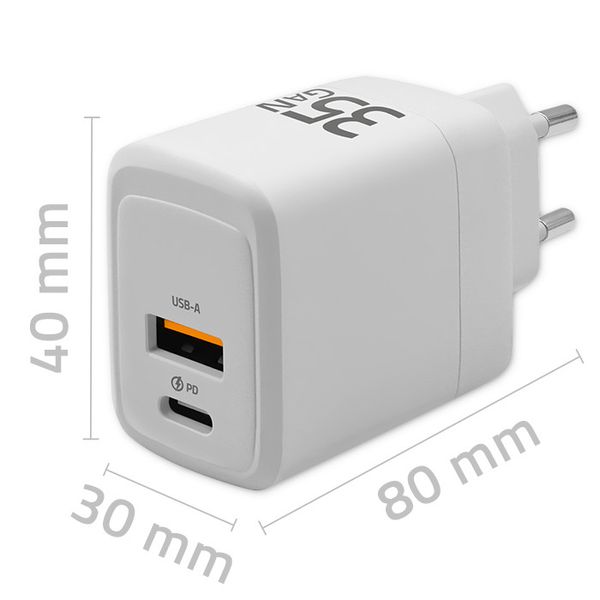 Qoltec Ładowarka sieciowa 35W GaN 5-20V 1.5-3A 1 x USB-C PD 1 x USB QC 3.0 zdjęcie 7