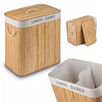 Bambusowy KOSZ NA PRANIE DUŻY 2 komory 105L kosz na bieliznę Tadar