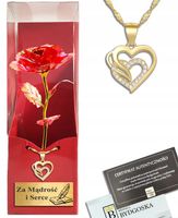 NASZYJNIK ZŁOTE SERCE I WIECZNA RÓŻA NA KONIEC ROKU DLA NAUCZYCIELA GRAWER