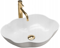UMYWALKA NABLATOWA ASYMETRYCZNA BIAŁA REA PEARL WHITE OKRĄGŁA CERAMICZNA