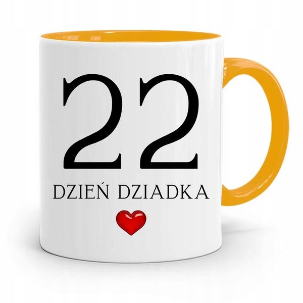 Kubek Żółty Prezent Dla Dziadka Dzień Dziadka 22 Z Nadrukiem Ze Zdjęciem zdjęcie 1