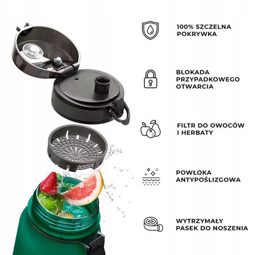 BIDON NA WODĘ SPORTOWY NA SIŁOWNIĘ 650ML TRITANOWA BUTELKA Z MIARKĄ BEZ BPA na Arena.pl