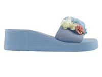 Błękitne niebieskie klapki na koturnie 40