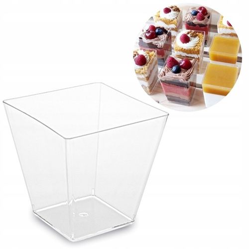 POJEMNIKI PUCHARKI KWADRATOWE DO DESERÓW KUBKI SŁODKI STÓŁ BUFET 60ML 50szt na Arena.pl