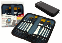 Zestaw Artysty W Piórniku Pędzle Akrylowe 10 Sztuk