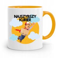 Kubek Żółty Dla Kuriera Najszybszy Kurier Prezent Z Nadrukiem Ze Zdjęciem