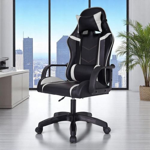 fotel gamingowy, biurowy obrotowy vortex czarny, biały ekoskóra ko35b na Arena.pl