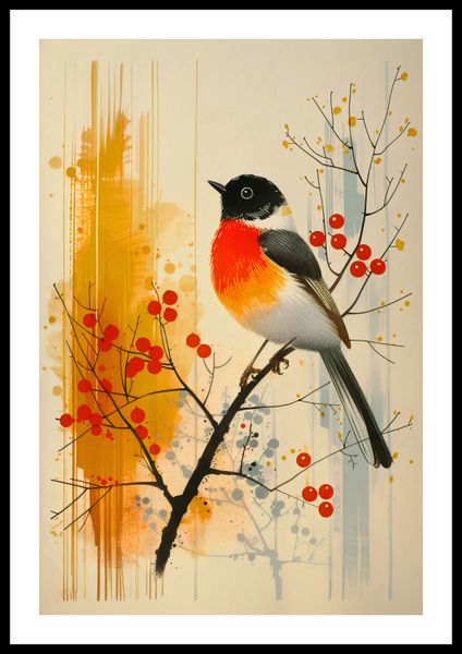 Plakat 40x60cm Jesienny Rudzik zdjęcie 3