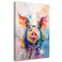 Obraz do pokoju nastolatka dziecka, Kolorowa świnka w