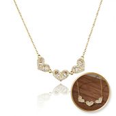 naszyjnik stal szlachetna pozłacana 14k złotem, serca cyrkonie nst2168