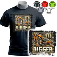 KOSZULKA T-SHIRT MĘSKI WZORY DO WYBORU - MASZYNY BUDOWLANE BUDOWA - L
