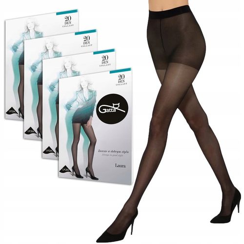Klasyczne Lekkie Rajstopy Gładkie Gatta Laura 20 den 4-PAK Czarne na Arena.pl