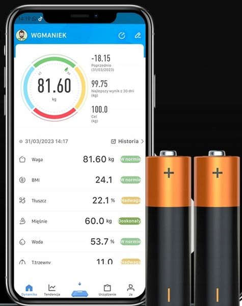 WAGA ANALITYCZNA ŁAZIENKOWA SLIM 180KG SMART + 31w1 ANDROID iOS PRECYZYJNA zdjęcie 7