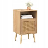 Szafka nocna Costway sosnowa rattanowa 40x39x70 cm