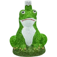 Bombka choinkowa szklana: Żaba brokatowa: ciemnozielona
