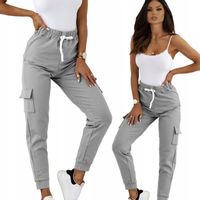 Spodnie damskie dresowe BOJÓWKI z kieszeniami długie ściągacze troczki