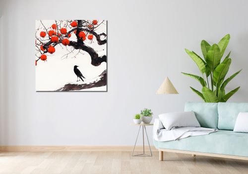 Obraz 90x90cm Kruk przy Drzewie na Arena.pl