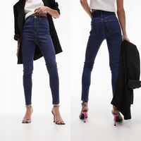 SPODNIE GRANATOWE RURKI WYSOKI STAN TOPSHOP W28-L32 32730