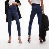 SPODNIE GRANATOWE RURKI WYSOKI STAN TOPSHOP W28-L32 32730