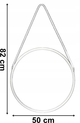 LUSTRO OKRĄGŁE WISZĄCE ŚCIENNE NA PASKU ŚCIANĘ LOFT CZARNE LOFTOWE 50 na Arena.pl