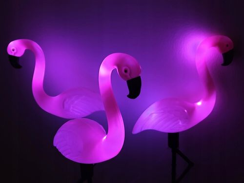 FLAMINGI SOLARNE LAMPKI OGRODOWE LED ZESTAW 3 SZT WBIJANE LAMPY na Arena.pl