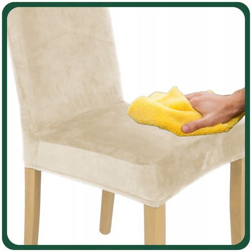 6 SZT POKROWIEC NA KRZESŁO Beż Kaszmirowy WELUR Elastyczny Gruby Pokrowce na Arena.pl