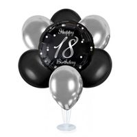 Zestaw balonów na stojaku 18 urodziny, srebrny
