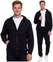 Ciepła Bluza Męska Dresowa Rozpinana z Kapturem Bawełniana MORAJ CZARNA XXL