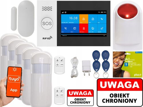 BEZPRZEWODOWY ALARM LCD GSM APP SYRENY WIFI TUYA na Arena.pl