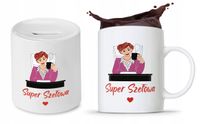 Dla Szefa Szefowej Zestaw Kubek + Skarbonka Z Nadrukiem Ze Zdjęciem