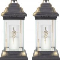 Znicz Lampion Kapliczka na grób BISPOL szkło wysokość 31cm z wkładem 30h