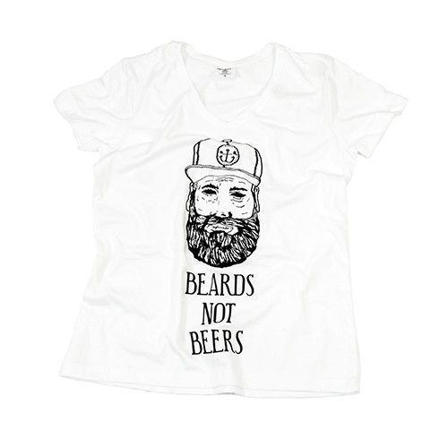 T-SHIRT V-NECK BIAŁY S BEARDS na Arena.pl