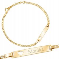 Bransoletka Złota 585 z Sercem Grawerem Prezent dla Dziewczynki na Chrzest