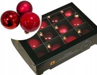 SZKLANE BOMBKI BOMBKA Ze Szkła 6cm 12szt Czerwone