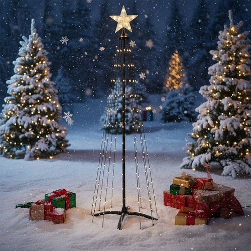 Choinka ŚWIECĄCA dekoracja zewnętrzna ogrodowa z lampkami czubkiem 210 cm na Arena.pl