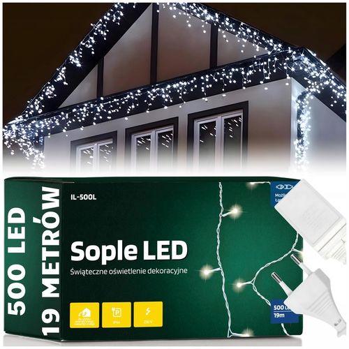 Światełka lampki świąteczne zewnętrzne sople na dom balkon ogrodowe 500 led na Arena.pl