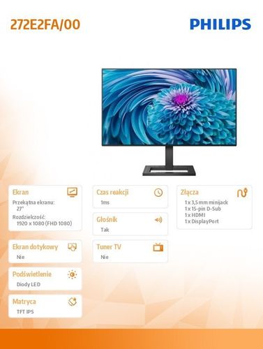 Monitor 272E2FA 27 cali IPS HDMI DP Głośniki na Arena.pl