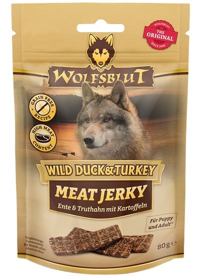 Wolfsblut Dog Meat Jerky Wild Duck & Turkey 80g zdjęcie 1