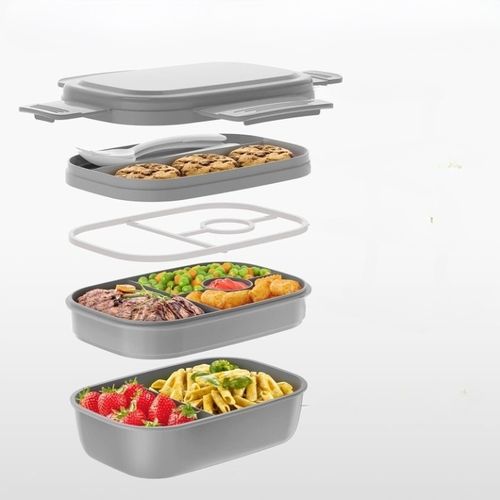 LUNCH BOX PUDEŁKO NA ŻYWNOŚĆ PODRÓŻNE POJEMNE NA WYJAZD 3W1 SZCZELNE 2000ML na Arena.pl