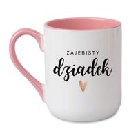 KUBEK "ZAJEBISTY DZIADEK" Wzór - Elegant Coffee Różowy 330 ml