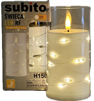 Świeca LED z łańcuchem LED SUBITO GC710 D78H150 biała (314)